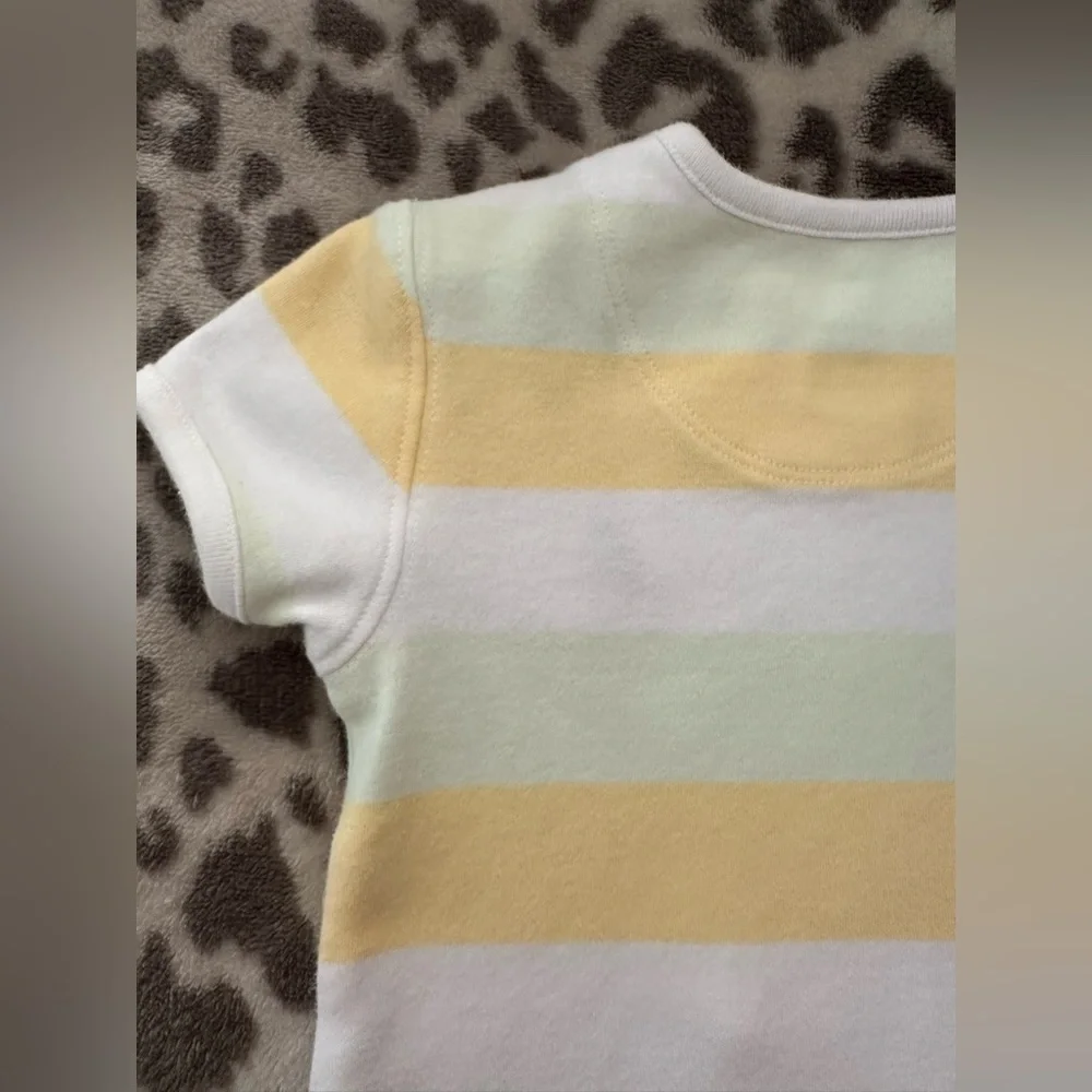 babyGap Short Sleeve Striped One-Piece for Baby in Green Yellow Size 6-12 Months